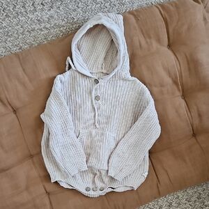 Angou Cozy Cream Knit Kids Hooded Romper